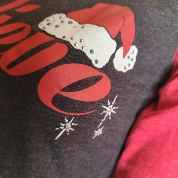 LOL Vintage Dark GrayHeather and Red Believe Raglan Sleeve Christmas Tee S - Picture 2 of 6